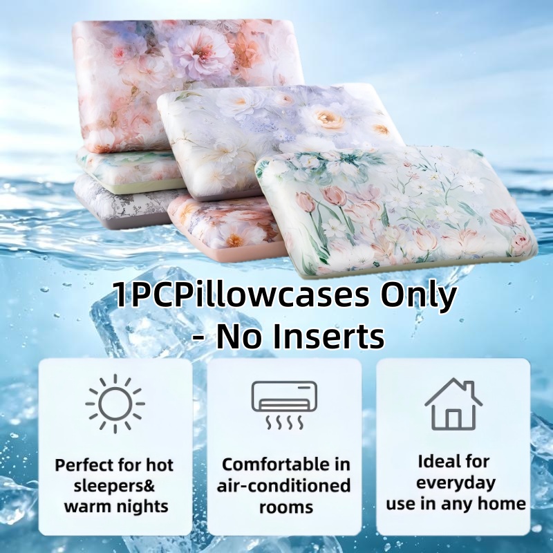 Silk Pillowcase Set - Floral Printed Cooling Pillowcase Ice Silk