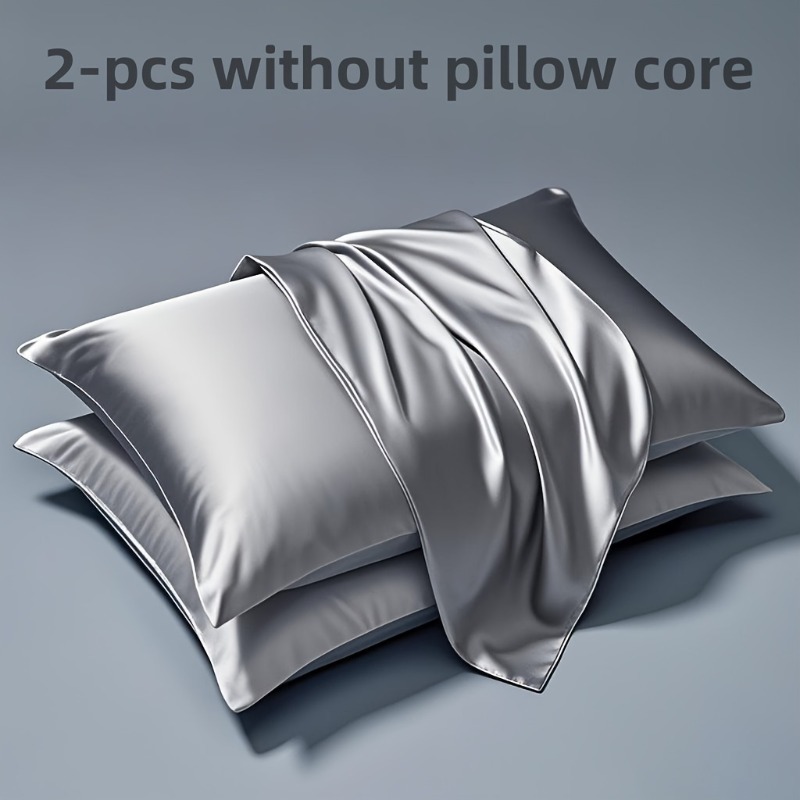 Silk Pillowcase Set - 2-piece Set Solid Color Imitation Silk