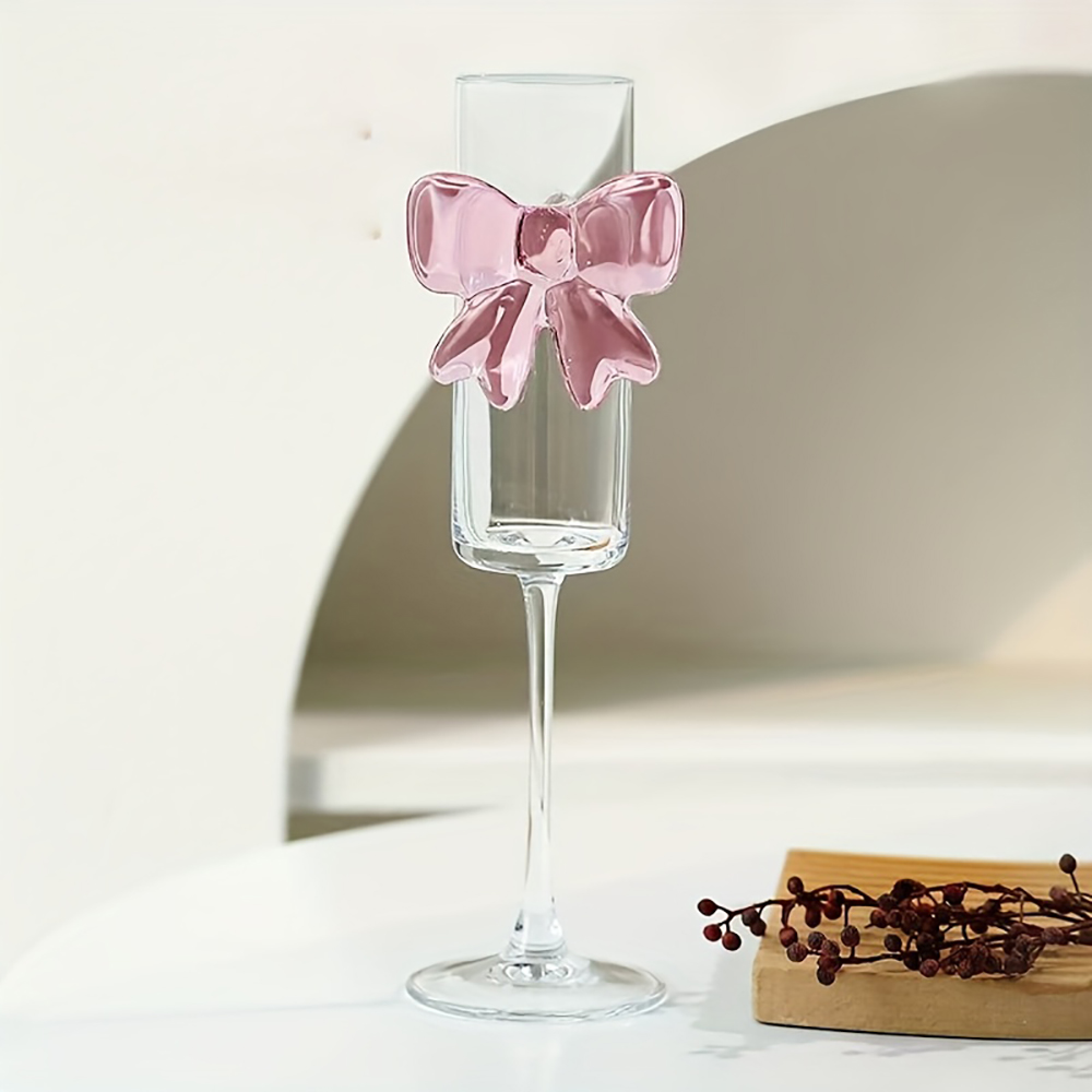 1-pack creative pink bow champ - đánh giá và giá Crystal Wine Glass